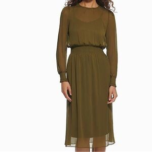 Tommy Hilfiger-Long Sleeve Chiffon Fit and Flare Dress Size 8 NWT